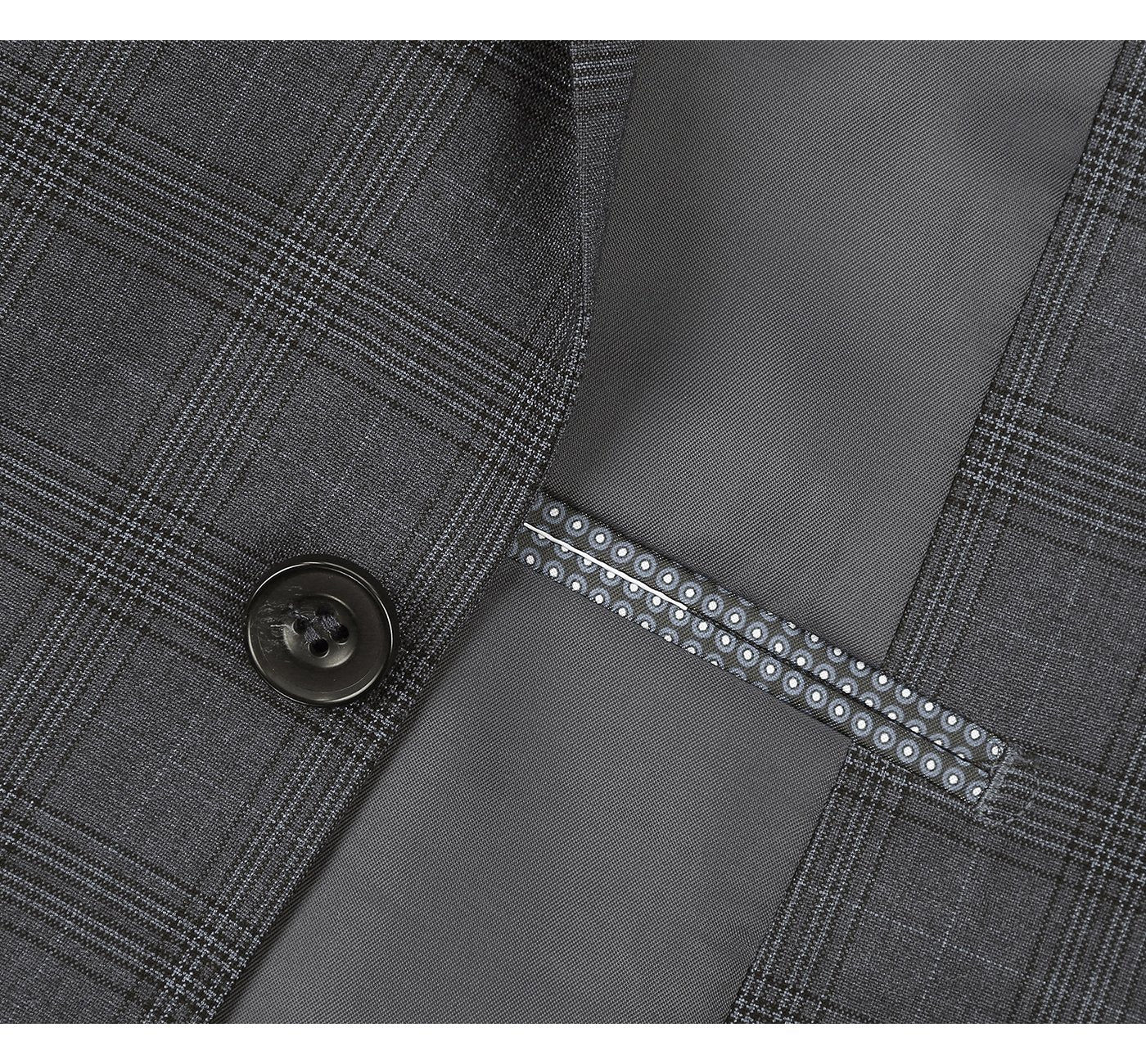 278-1 Men's 3-Piece Classic Fit Single Breasted Windowpane Suit - 34Sx28W