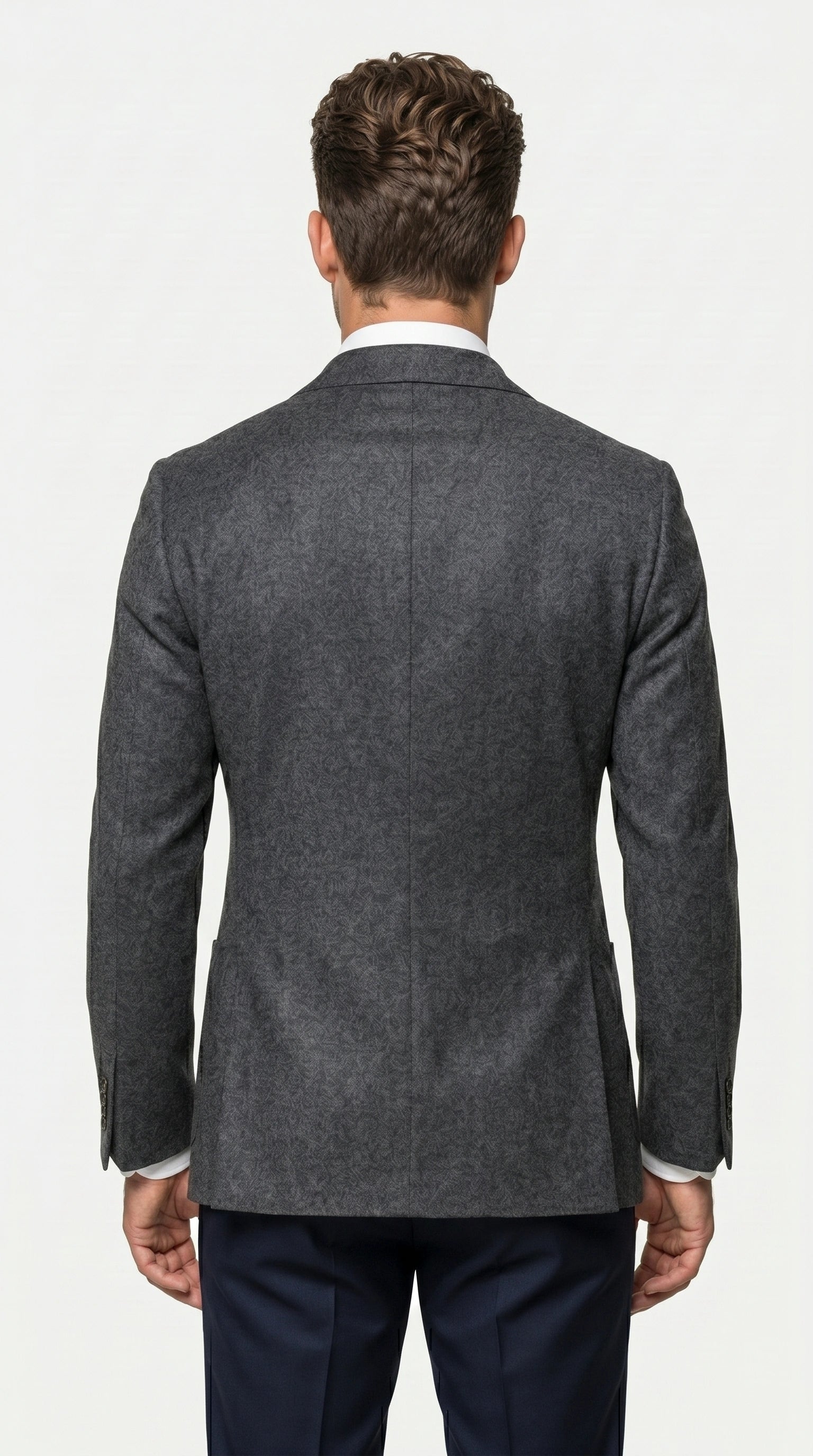 Men’s Charcoal Double Breasted Blazer, Formal Wedding Business Casual Sport Coat Jacket Wool Fabric - 36 Short