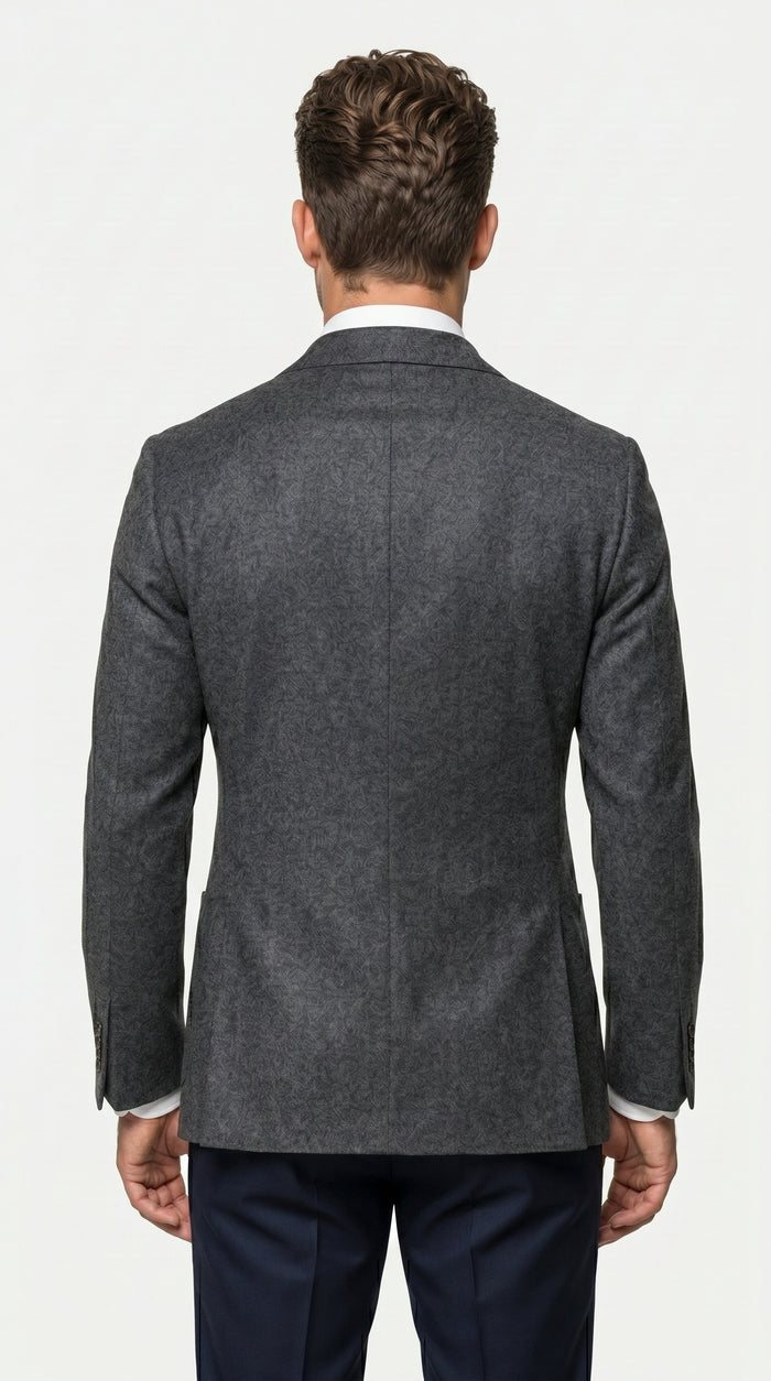 Men’s Charcoal Double Breasted Blazer, Formal Wedding Business Casual Sport Coat Jacket Wool Fabric