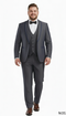 Men’s Charcoal Gray with blue Trim Slim Fit 3-Piece Suit – Modern Wedding and Business Formal Tuxedo Set