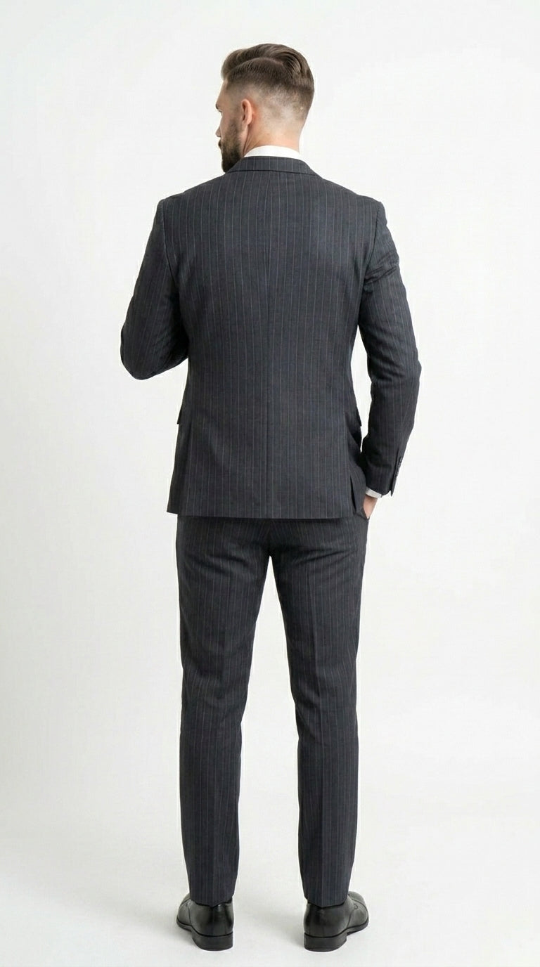 Men’s Black Pinstripe Double Breasted Suit – Classic Formal Business Suit Office and Evening Wear Modern Fit Conservative pattern - 34 Short or Extra Small