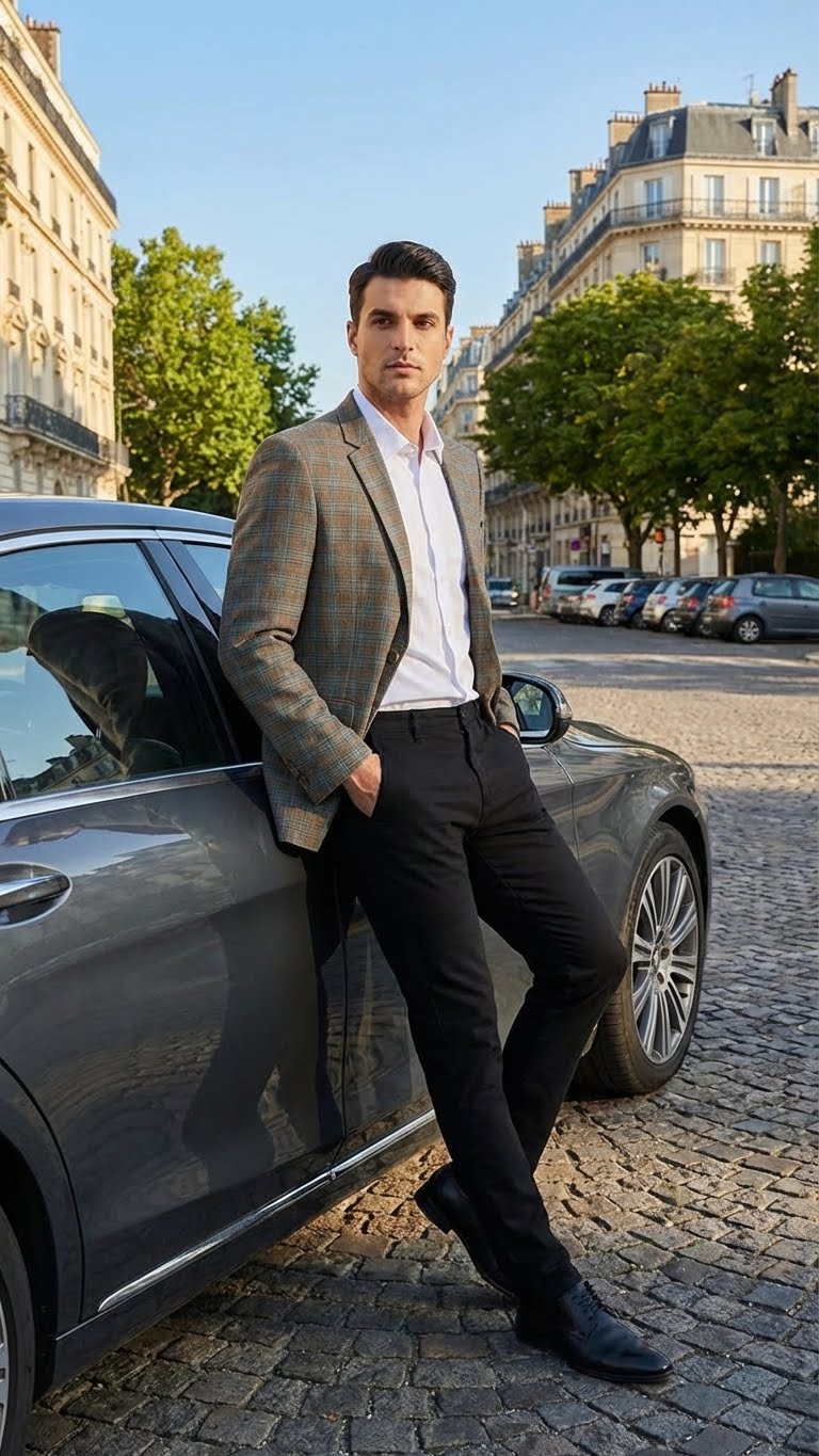 Men’s Green Brown and Teal Plaid Sport Coat – Tailored Fit Check Blazer Jacket - Tartan Sportcoat - 36 Short