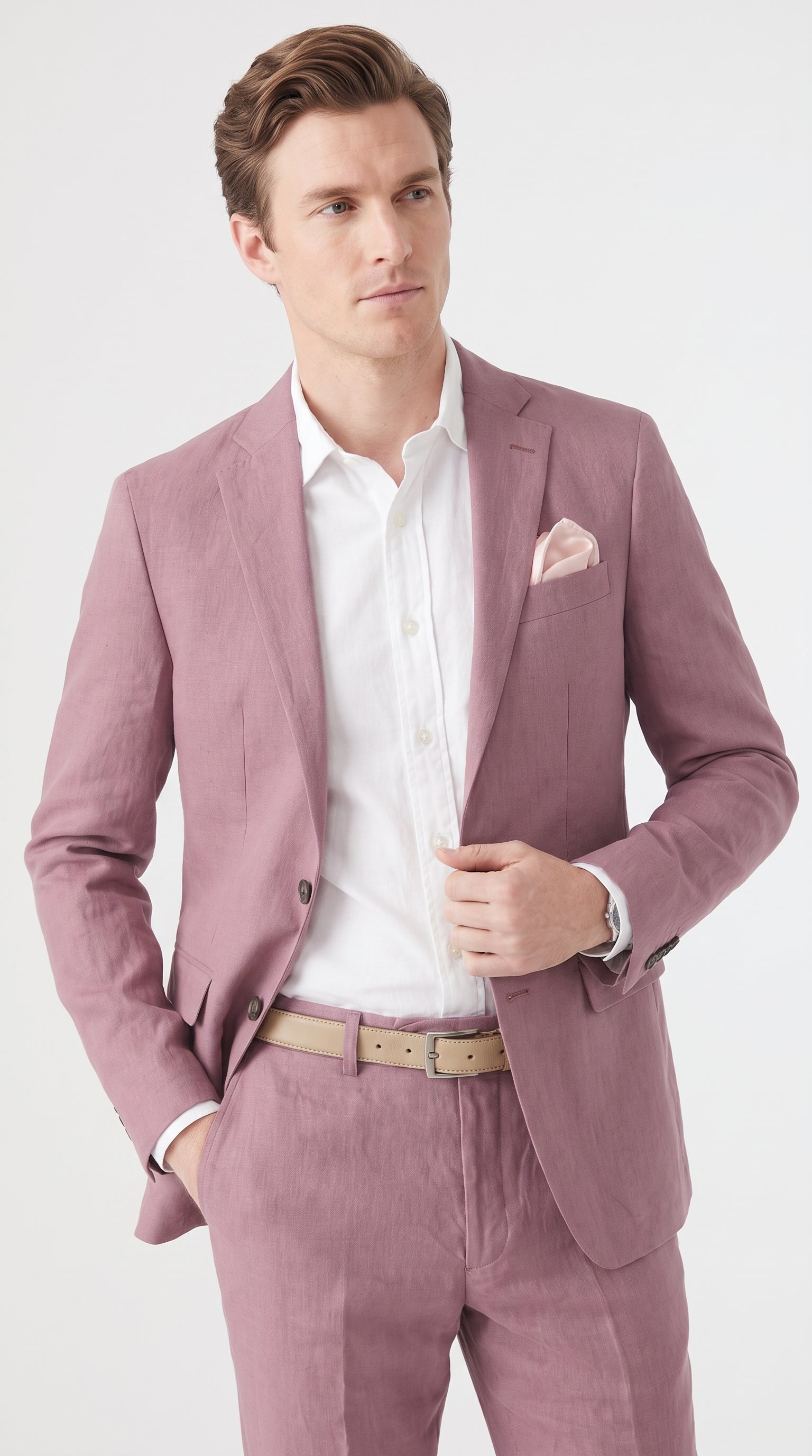 Men’s Mauve 2-Piece Suit – Two-Button Wedding, Prom and Business Suit - 34 Short or Extra Small