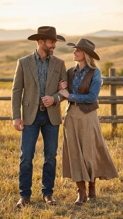Mens Brown Taupe Western Blazer Jacket Classic Cowboy Style Sport Coat for Wedding