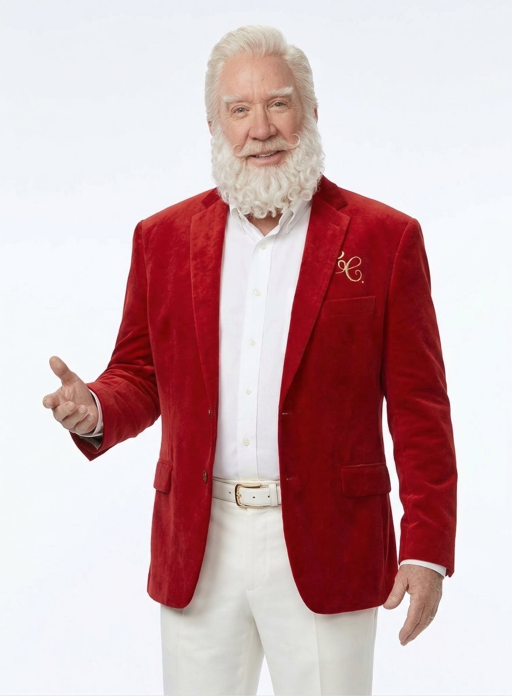 Men’s Red Velvet Blazer Santa Clauses Tim Allen Inspired Jacket – Festive Christmas Party Blazer, Holiday Costume Jacket Christmas New Year - 36 Short