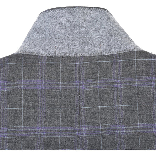 "Classic Fit Men's Two-Button Suit - Dark Grey Windowpane Plaid"