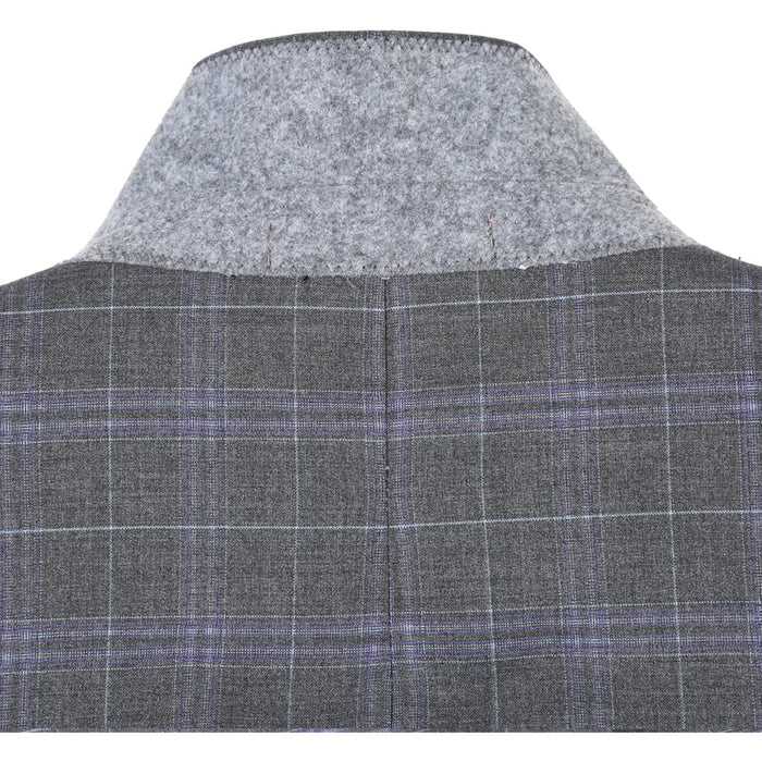 "Classic Fit Men's Two-Button Suit - Dark Grey Windowpane Plaid"