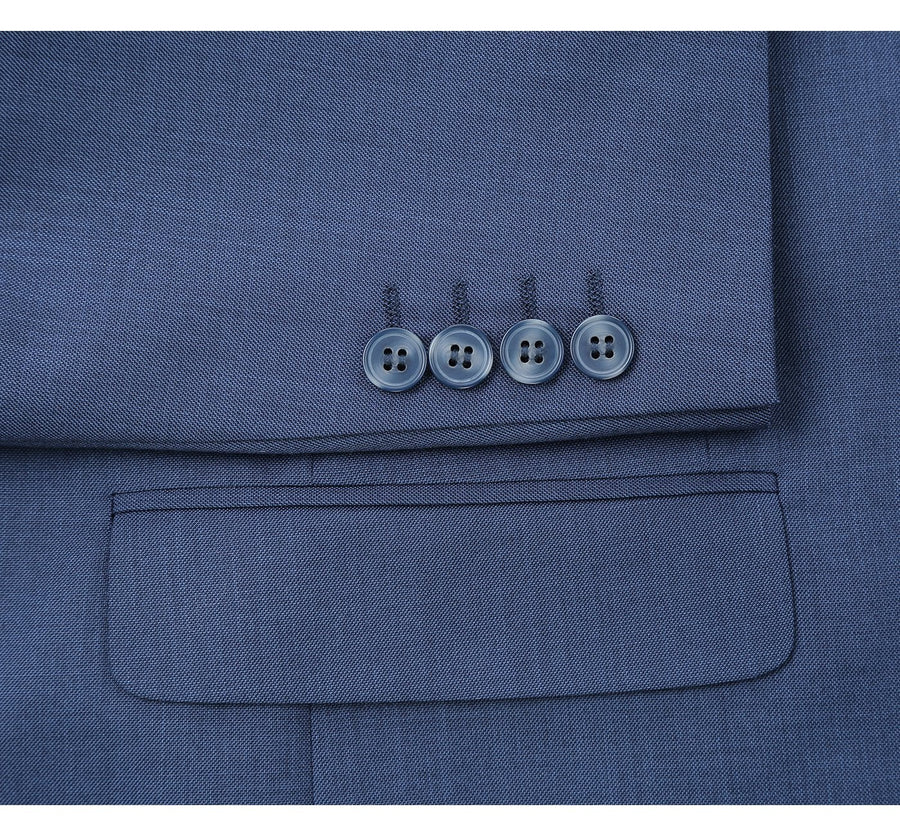 "Steel Blue Men's Classic Fit Two-Button Suit with Hack Pocket"