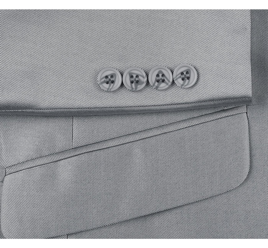 "Sharkskin Slim Fit Two-Button Men's Suit with Optional Vest - Silver Grey" - 34 Short