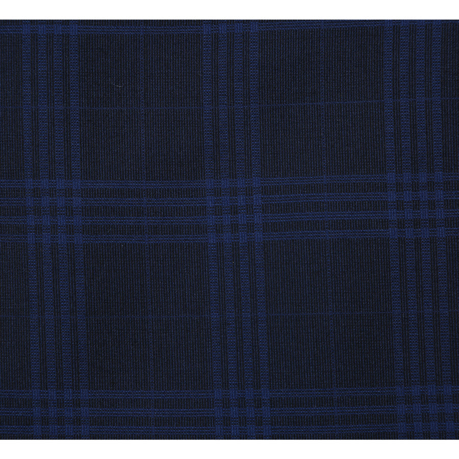 "Dark Navy Windowpane Plaid Slim Fit Two-Button Men's Suit" - 40 Long