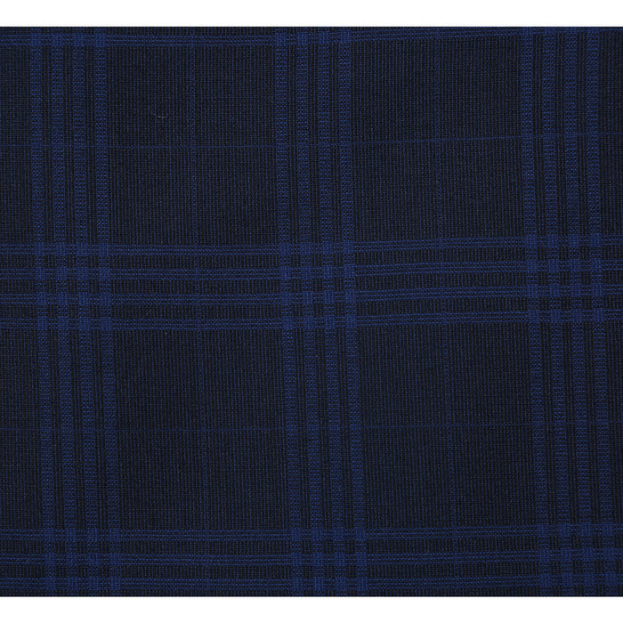 "Dark Navy Windowpane Plaid Slim Fit Two-Button Men's Suit"