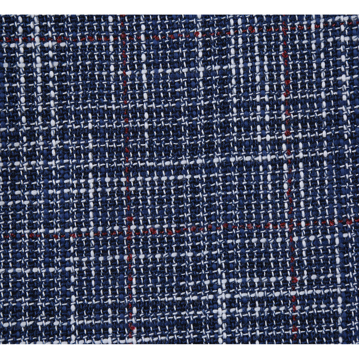 "Blue Windowpane Plaid Men's Slim Fit Wool & Linen Sport Coat Blazer"