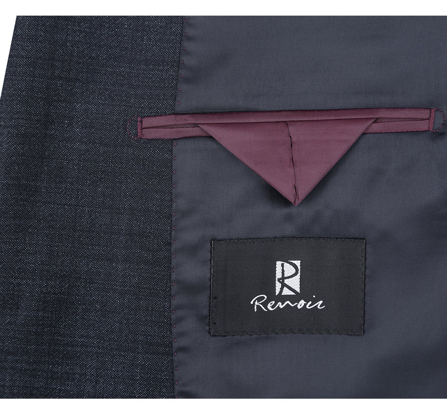 "Charcoal Grey Slim Fit Wool Suit - Men's Basic Two Button" - 34 Short