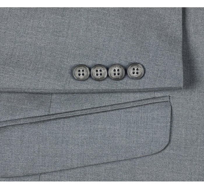 "Men's Slim Fit Two-Button Suit with Hack Pocket - Light Grey"