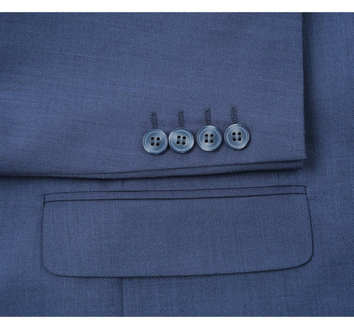"Steel Blue Slim Fit Men's Suit - Two Button Hack Pocket Style"