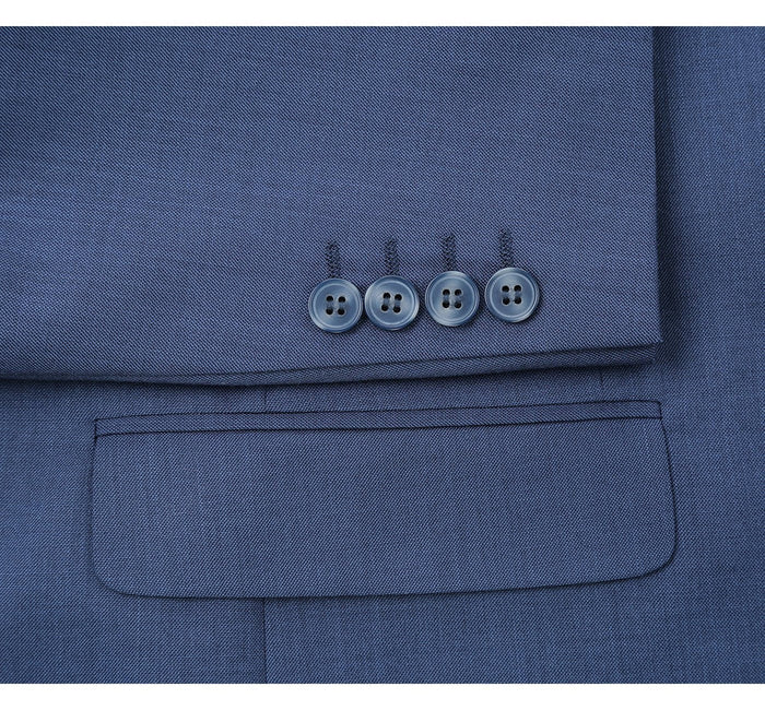 "Steel Blue Slim Fit Men's Suit - Two Button Hack Pocket Style"