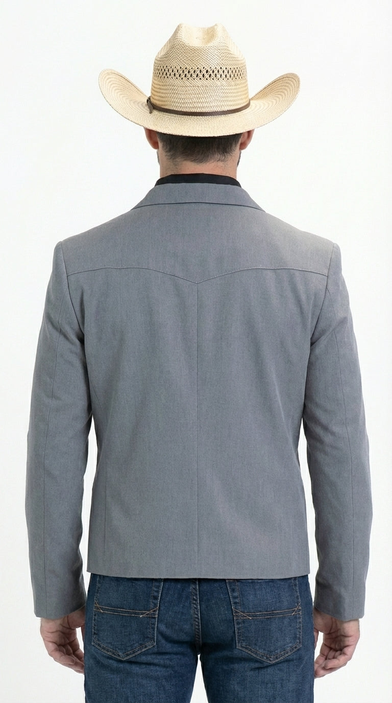 Mens Gray Western Blazer Set – Cowboy Style Jacket and Pants Outfit Classic Country Western Suit - 36 Short