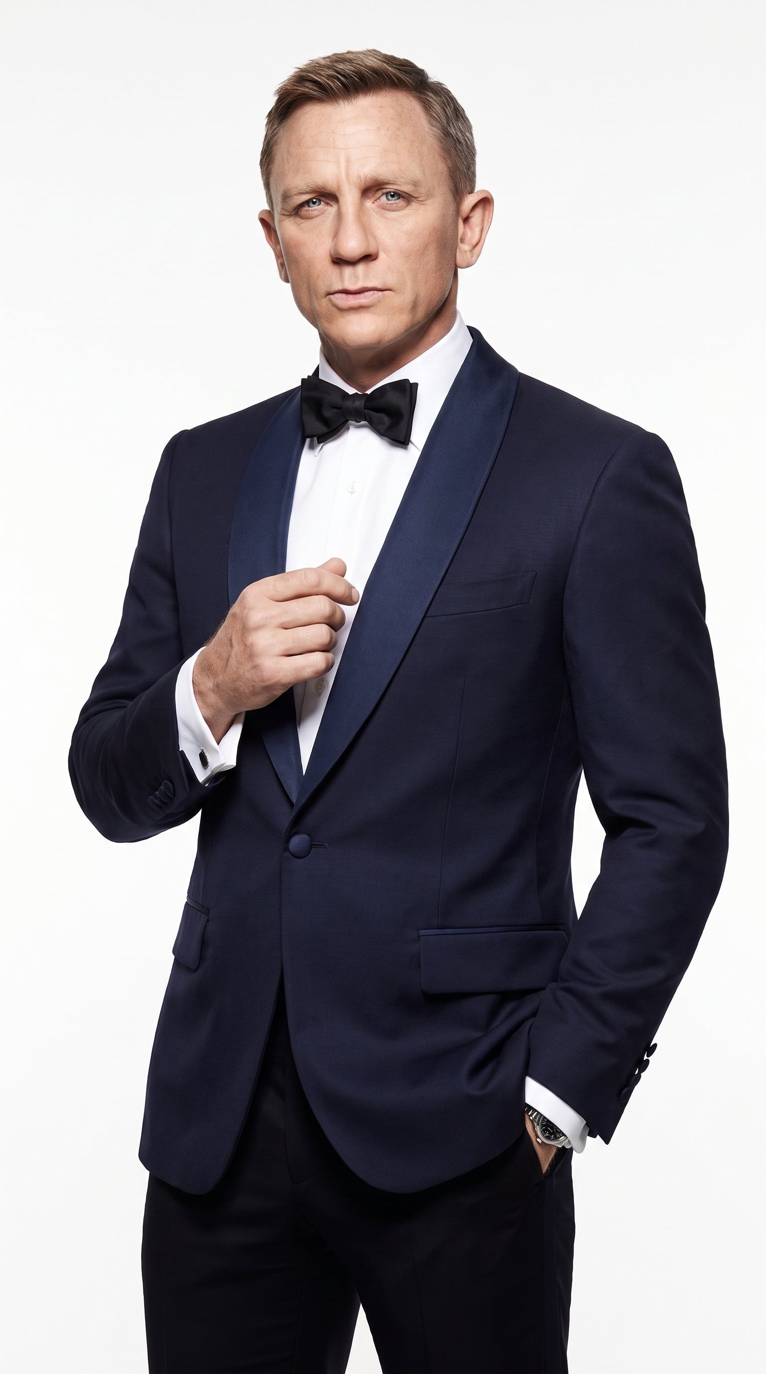 Men’s Navy James Bond Tuxedo Dinner Jacket – Satin Shawl Lapel Wedding, Prom and Black-Tie Blazer - 34 Short or Extra Small