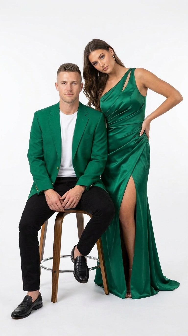 Men’s Kelly Green Blazer with Black Pants – Church, Business and Formal - 36 Short