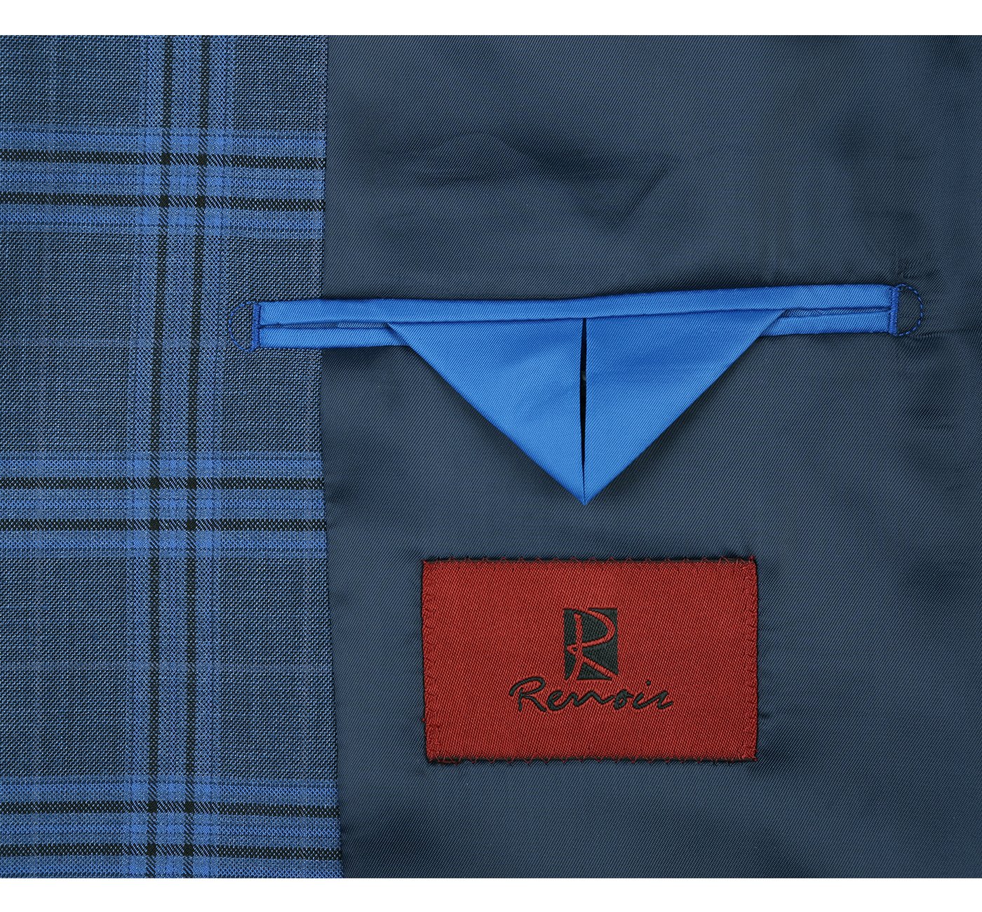 293-4 Men's 2-Piece Slim Fit Notch Lapel Stretch Windowpane Suit - 34Sx28W