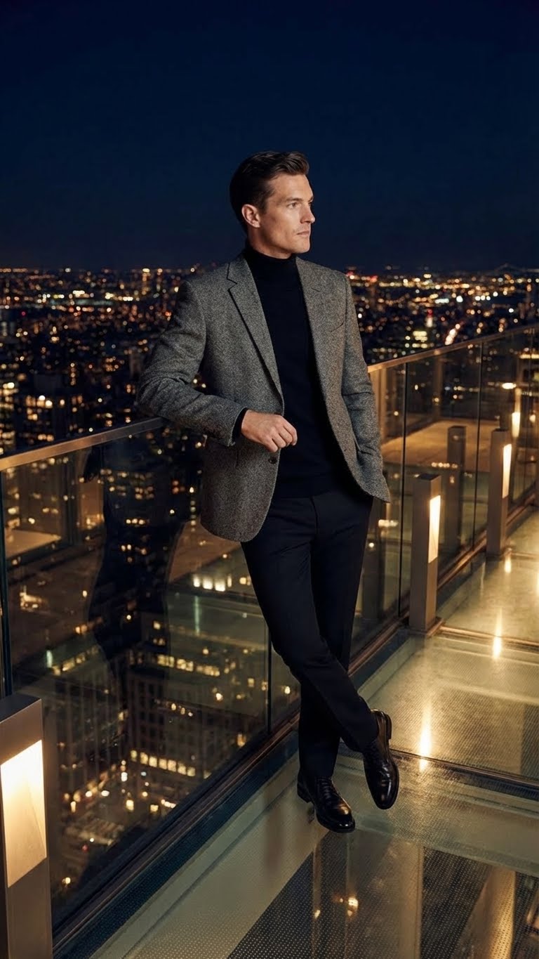 Men’s Grey Tweed Herringbone Sport Coat - Gray Mens Blazer Suit Jacket - Charcoal Grey