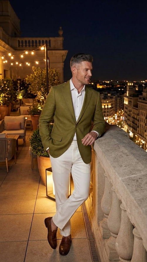Mens Olive Green Blazer Sport Coat Fabric Summer in pistachio sage green
