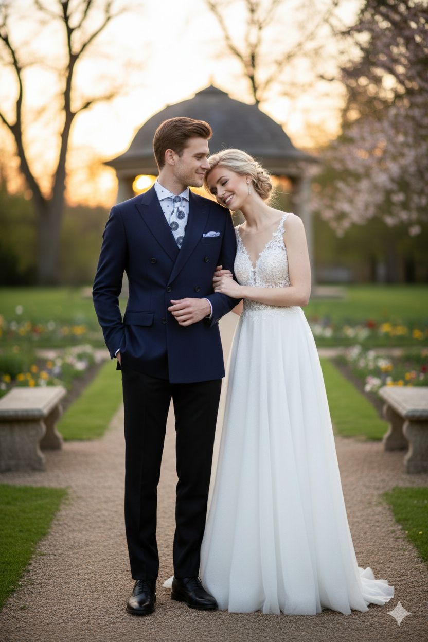 Men’s Navy Blue Double-Breasted Blazer - Suit Jacket – Premium Tailored Fit Formal Wedding and Business Sport Coat - 34 Short