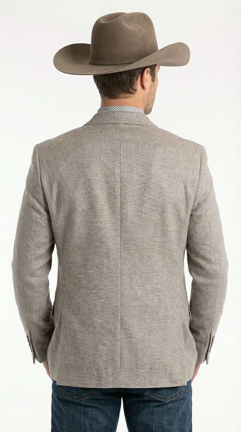 Mens Textured  Light Grey Western Blazer – Cowboy Style Casual Sport Coat for Men Classic Western Jacket - 36 Short