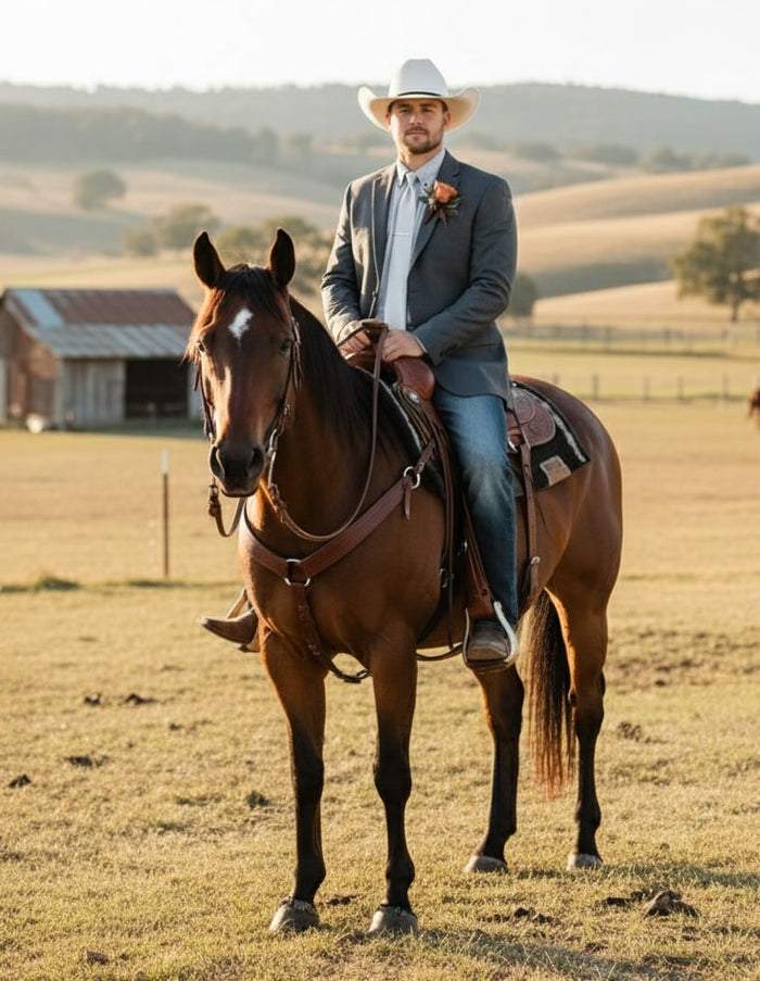 Mens Western Style Blazer Classic Gray Cowboy Suit Jacket for Weddings, Country Events and Formal Wear in Grey Color
