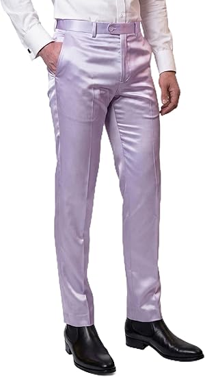 Mens Solid Color Shiny Satin Dress Pants 6VP1010 - dress size pants : 28 Unfinished bottom