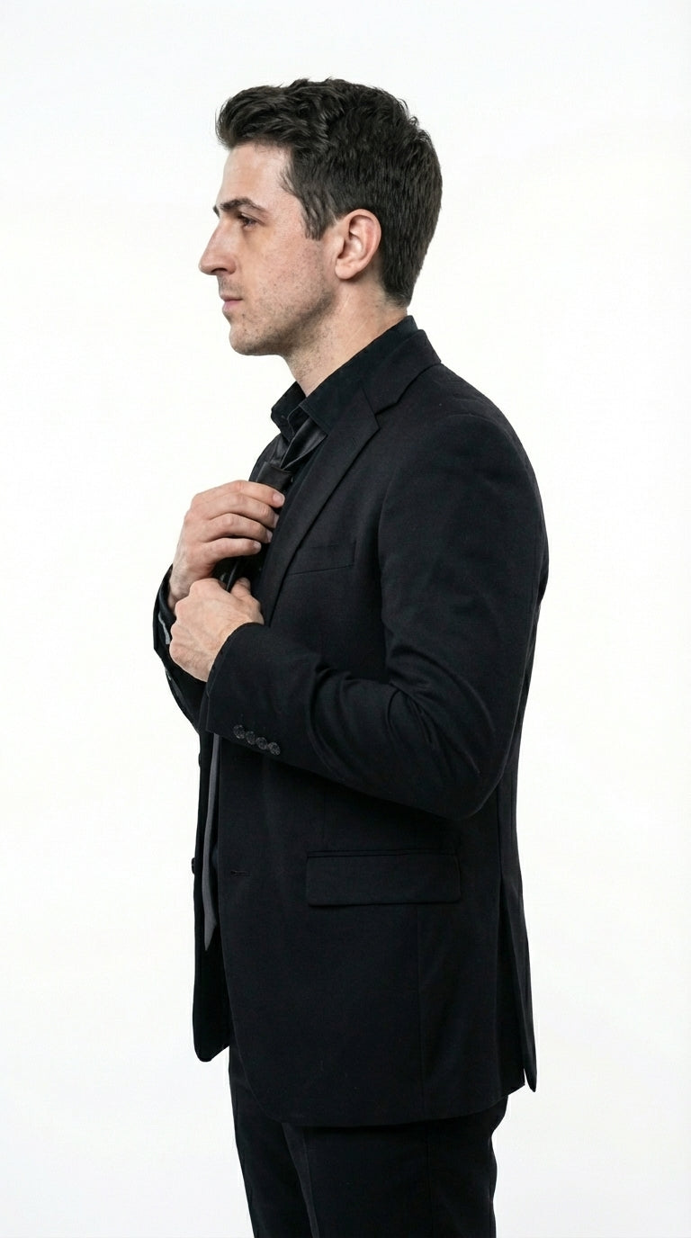 Mens Black Blazer – John Wick Inspired Classic Formal Blazer for Men Sleek Action Style Evening Jacket - 36 Short