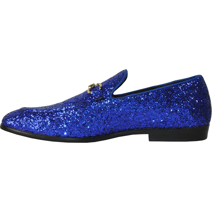"Royal Blue Glitter Sequin Men's Prom 2026 Tuxedo Loafer - Modern Style"