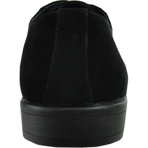 Bravo Mens Vegan Suede Wedding & Prom Wingtip Lace Up Dress Shoe in Black
