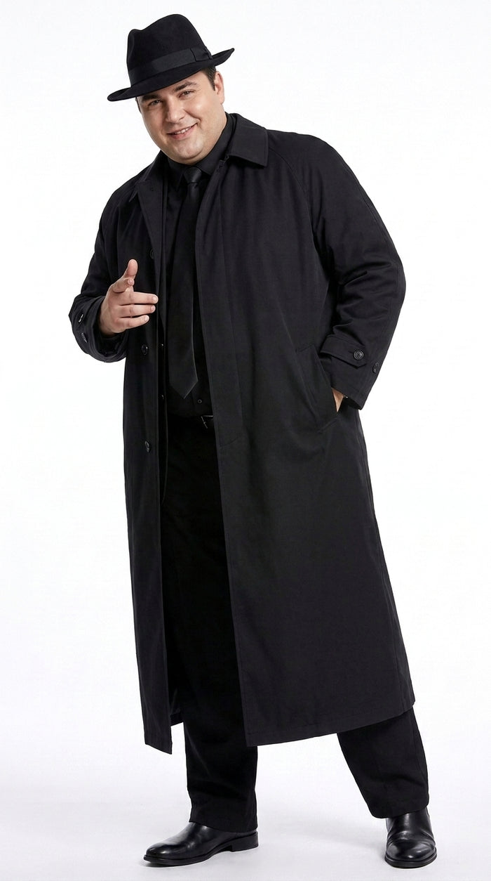 Men’s Neo Matrix Inspired Black Trench Coat – Long Full-Length Gothic Movie Style Overcoat