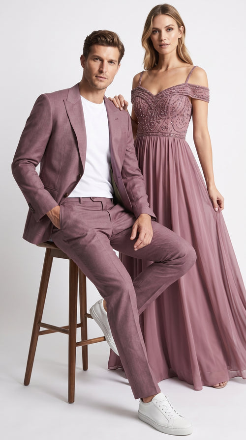 Men’s Mauve 2-Piece Suit – Classic Two-Button Wedding, Prom and Business Suit