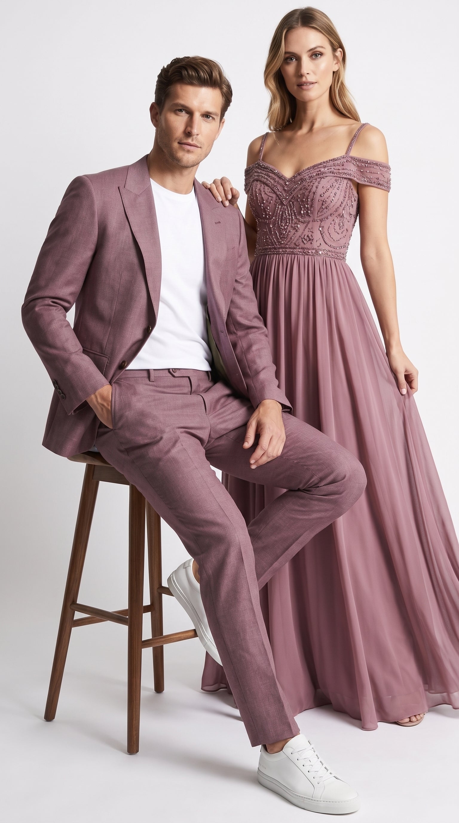 Men’s Mauve 2-Piece Suit – Classic Two-Button Wedding, Prom and Business Suit