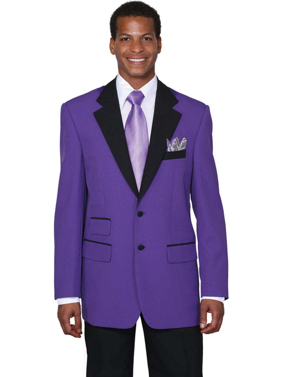 Mens 2 Button Classic Fit Contrast Collar Tuxedo in Purple