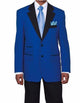 Mens Royal Blue Prom 2025 Tuxedo -Mens 2 Button Black Lapel Tuxedo in Royal Blue