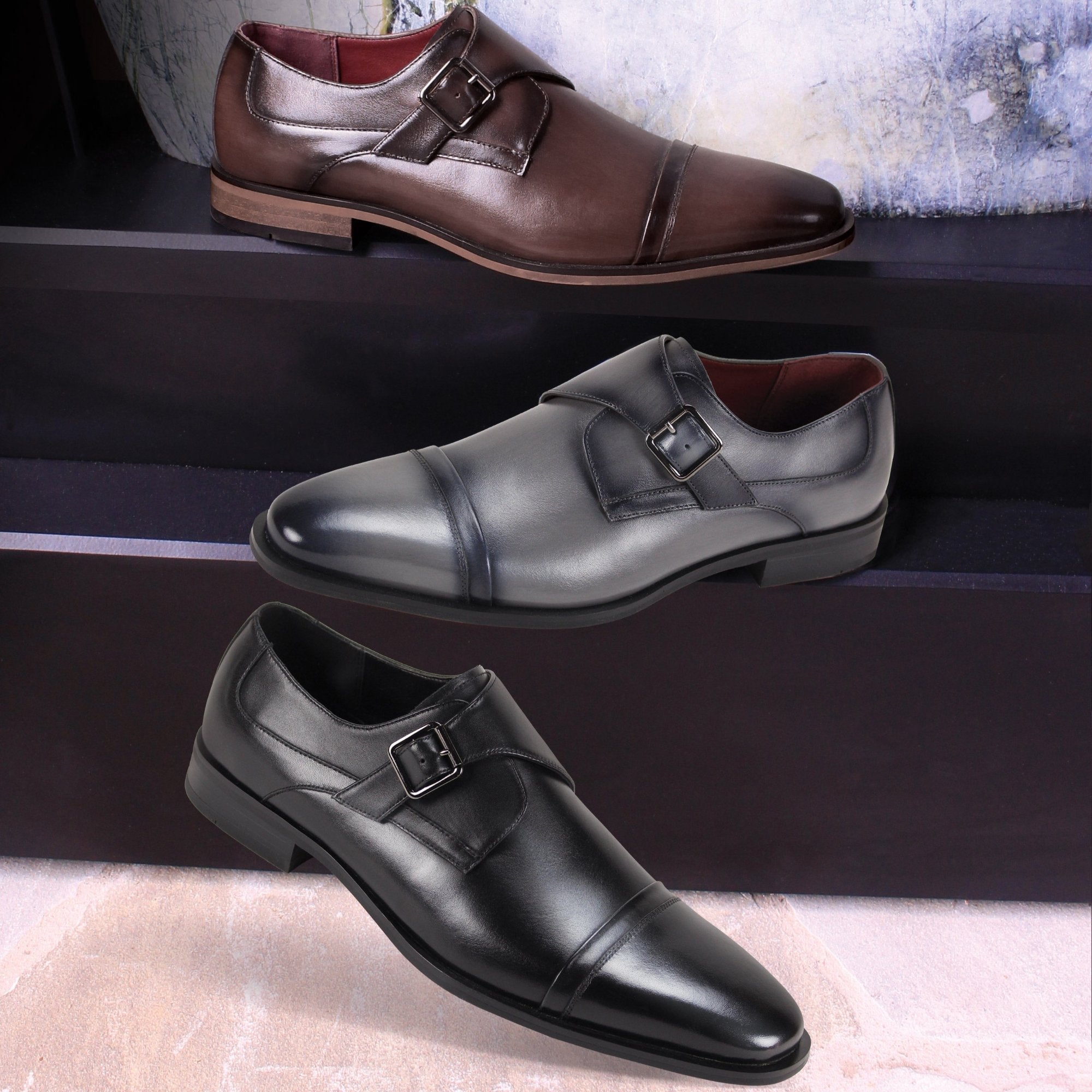 Giorgio Venturi Monk Elite Single Monk Strap Dress Shoe - 6 Standard / D / Medium