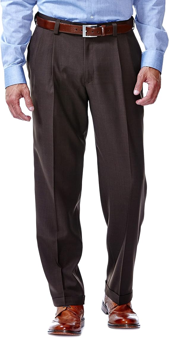 Mens E-Clo Repreve Classic Fit Pleat Front Dress Pant with Hidden Expandable Waistband - dress size pants : 28 Unfinished bottom