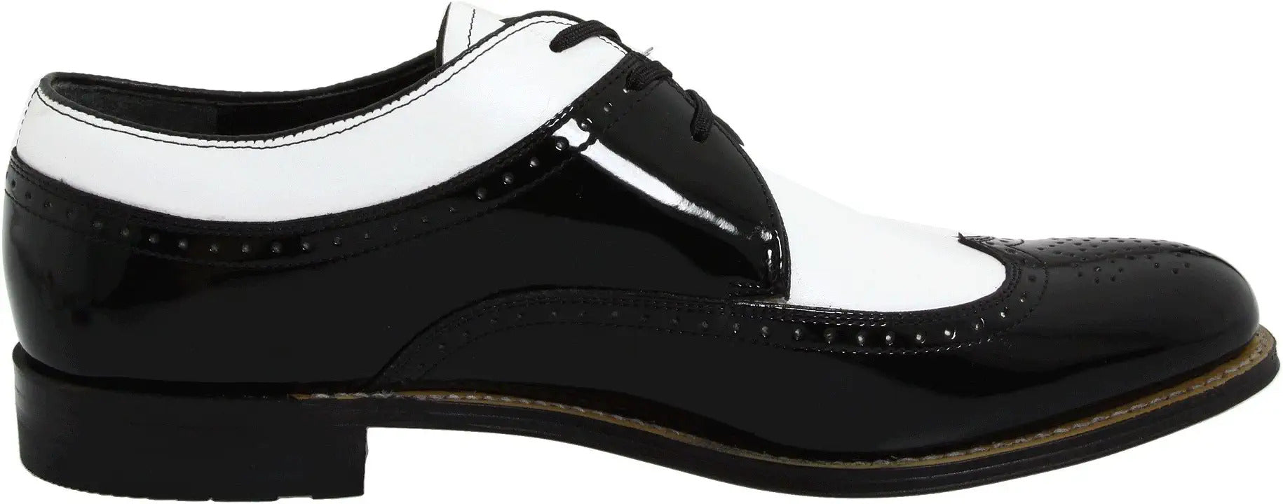 Mens 1920s Gangster Wingtip Dress Shoes - Black and White - 6