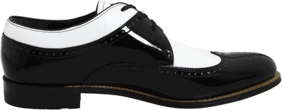 Mens 1920s Gangster Wingtip Dress Shoes - Black and White