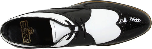 Mens 1920s Gangster Wingtip Dress Shoes - Black and White