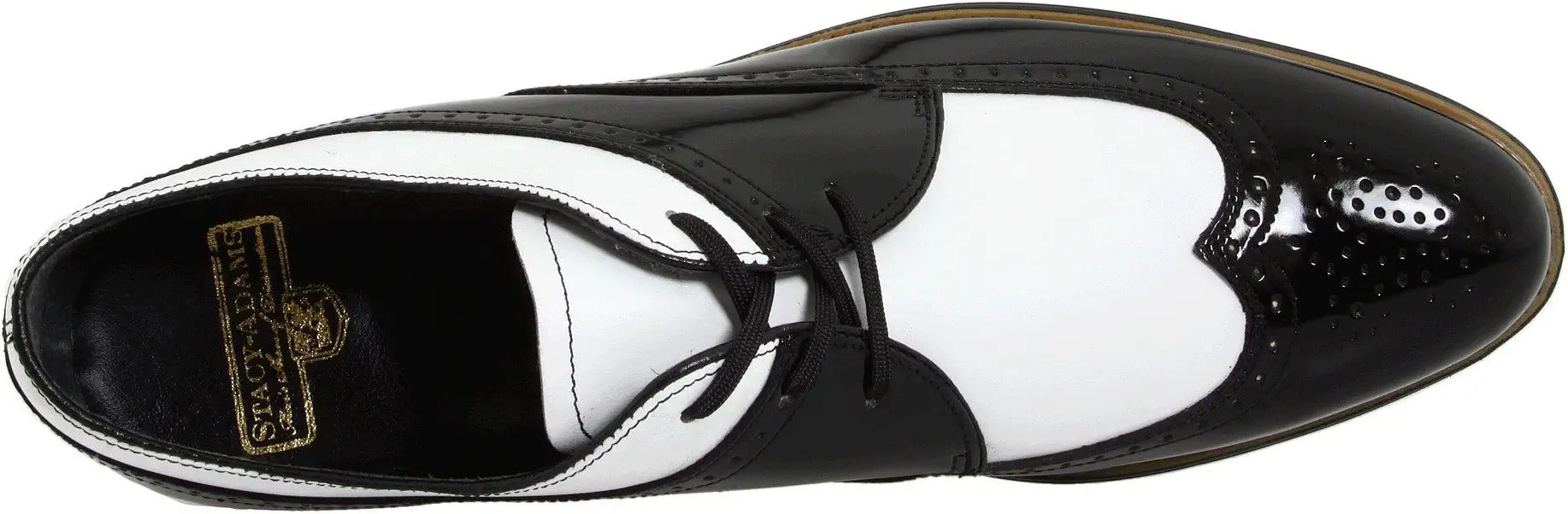 Mens 1920s Gangster Wingtip Dress Shoes - Black and White