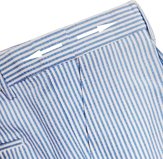 Mens Seersucker Pants - Summer Casual Pinstripe Modern Fit in Color Blue - dress size pants : 28 Unfinished bottom
