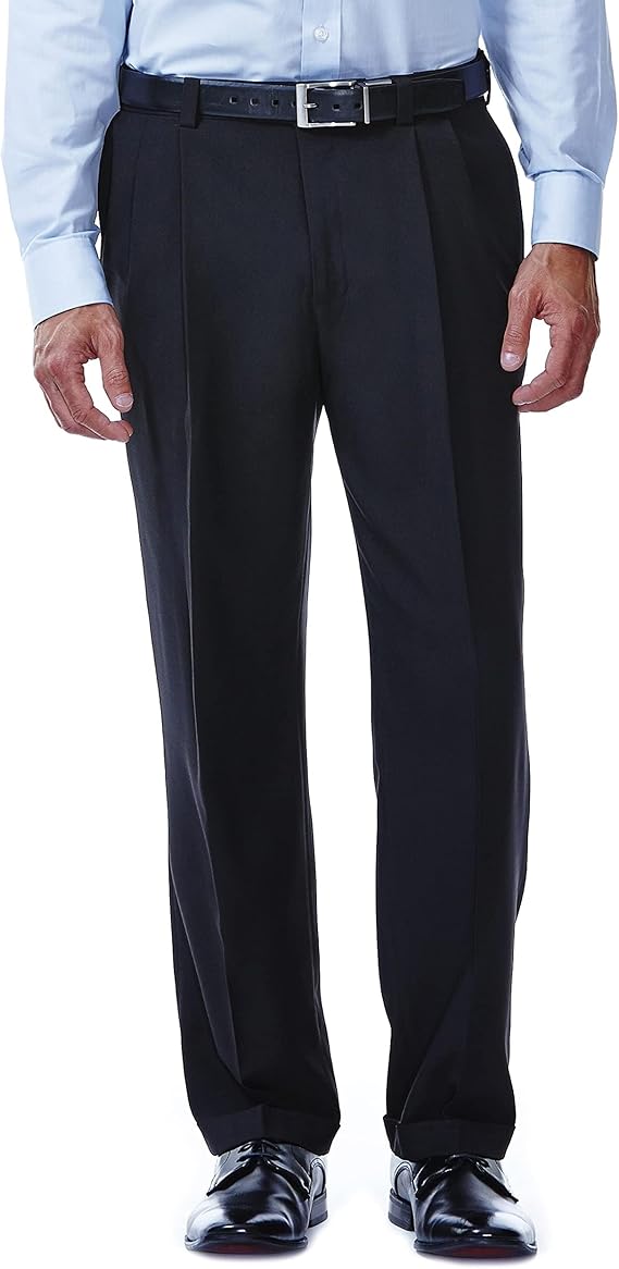 Mens E-Clo Repreve Classic Fit Pleat Front Dress Pant with Hidden Expandable Waistband - dress size pants : 28 Unfinished bottom