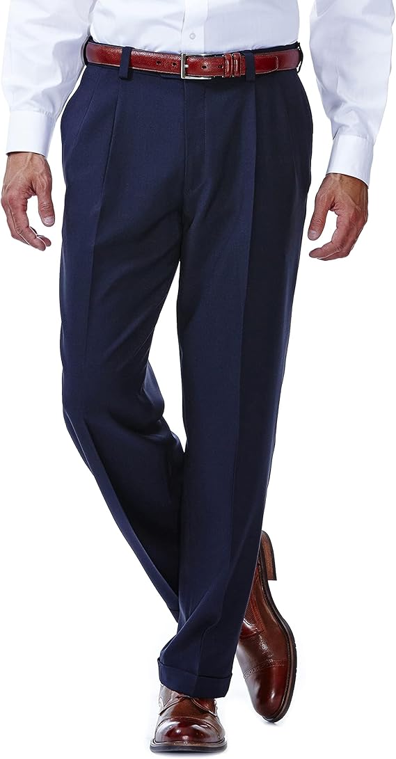 Mens E-Clo Repreve Classic Fit Pleat Front Dress Pant with Hidden Expandable Waistband - dress size pants : 28 Unfinished bottom