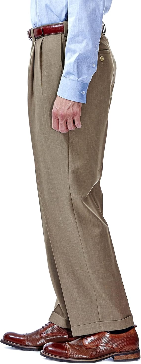 Mens E-Clo Repreve Classic Fit Pleat Front Dress Pant with Hidden Expandable Waistband - dress size pants : 28 Unfinished bottom