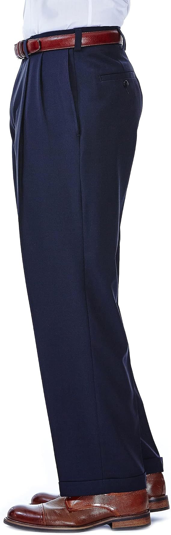 Mens E-Clo Repreve Classic Fit Pleat Front Dress Pant with Hidden Expandable Waistband - dress size pants : 28 Unfinished bottom