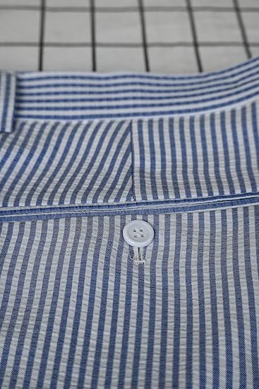 Mens Seersucker Pants - Summer Casual Pinstripe Modern Fit in Color Navy Blue - dress size pants : 28 Unfinished bottom